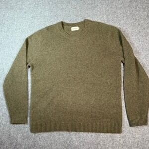 Taylor Stitch Mens Crewneck Sweater Olive Green 100 Percent Baby Yak Size 46 2XL